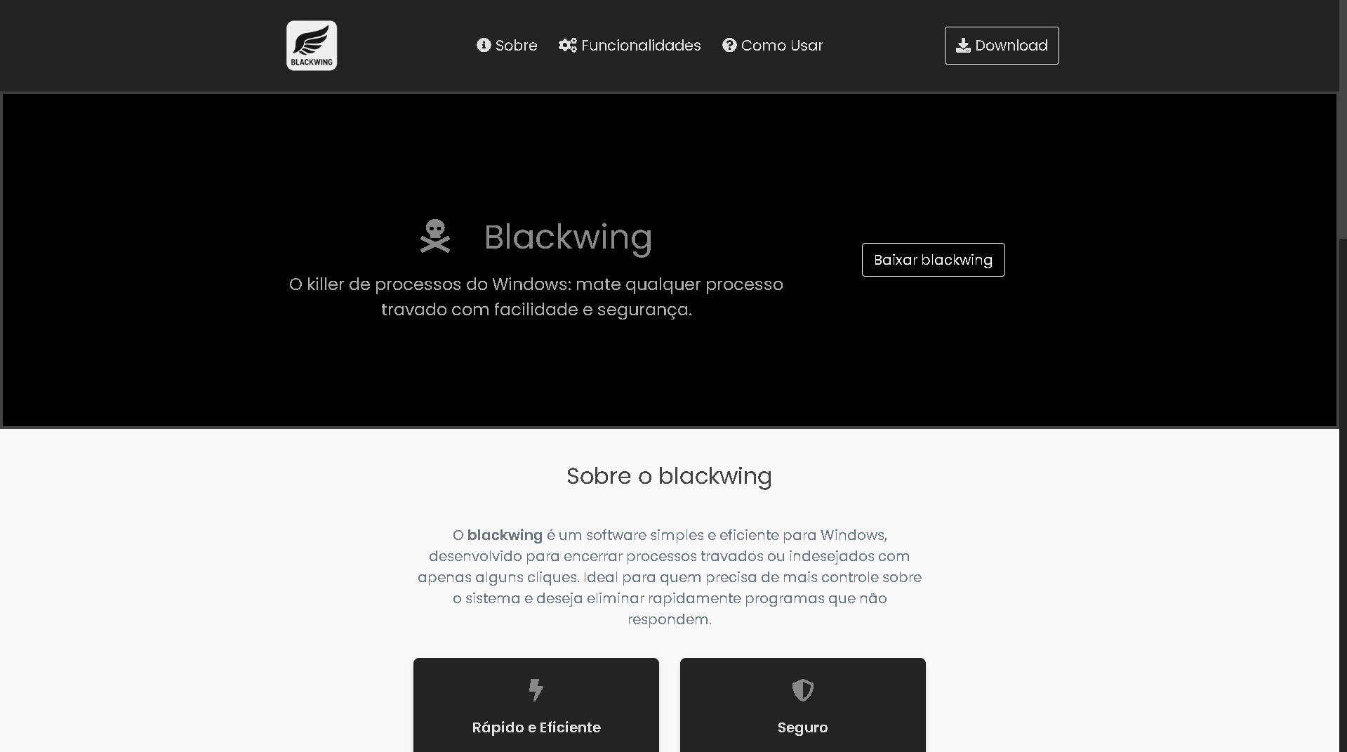 Logo do BlackWing - Gerenciador de processos do Windows