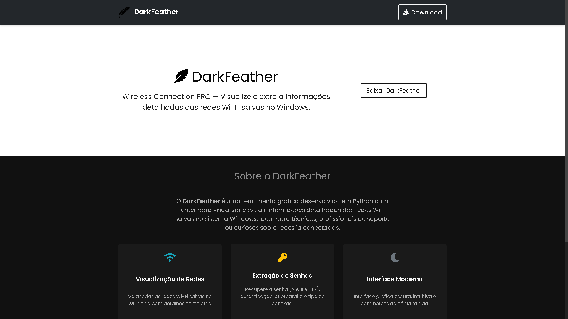Logo do DarkFeather - Visualizador de redes Wi-Fi salvas no Windows