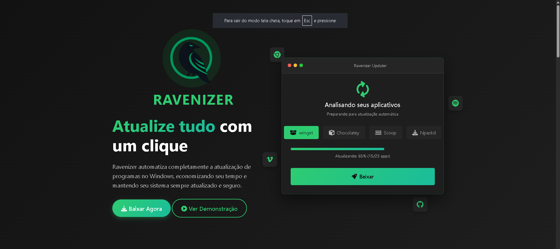 Logo do Ravenizer - Atualzador de pacotes do Windows